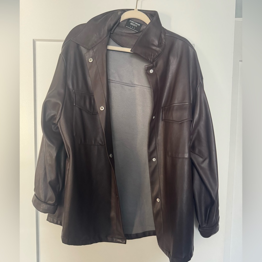Brown Faux Leather Jacket